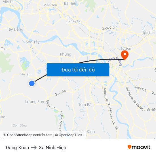 Đông Xuân to Xã Ninh Hiệp map