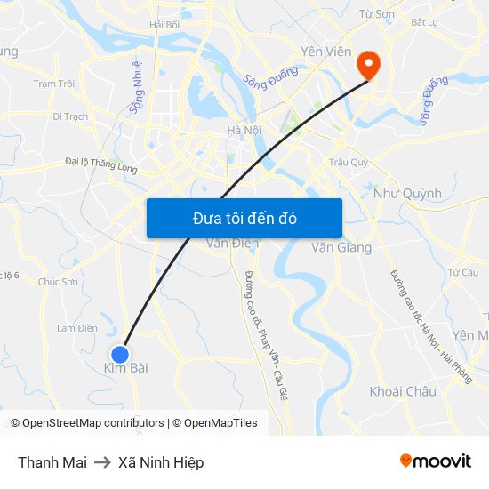 Thanh Mai to Xã Ninh Hiệp map