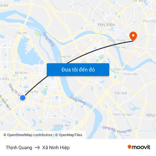 Thịnh Quang to Xã Ninh Hiệp map