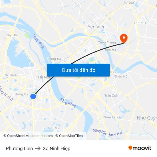 Phương Liên to Xã Ninh Hiệp map