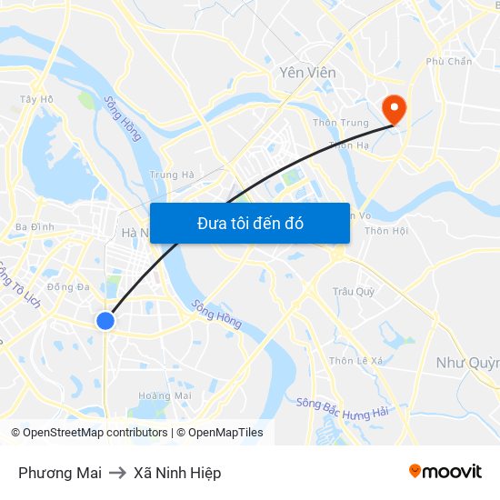 Phương Mai to Xã Ninh Hiệp map