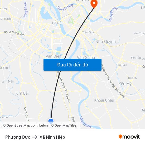 Phượng Dực to Xã Ninh Hiệp map