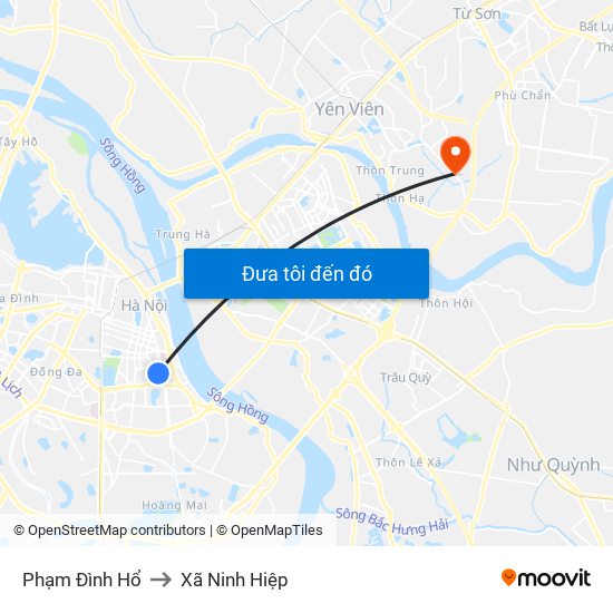 Phạm Đình Hổ to Xã Ninh Hiệp map