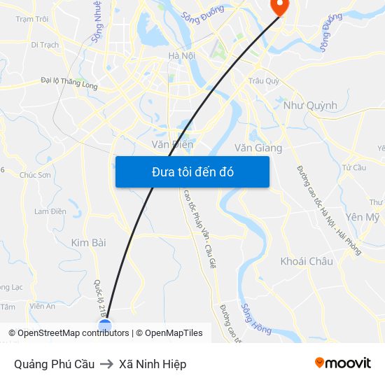 Quảng Phú Cầu to Xã Ninh Hiệp map