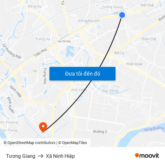 Tương Giang to Xã Ninh Hiệp map