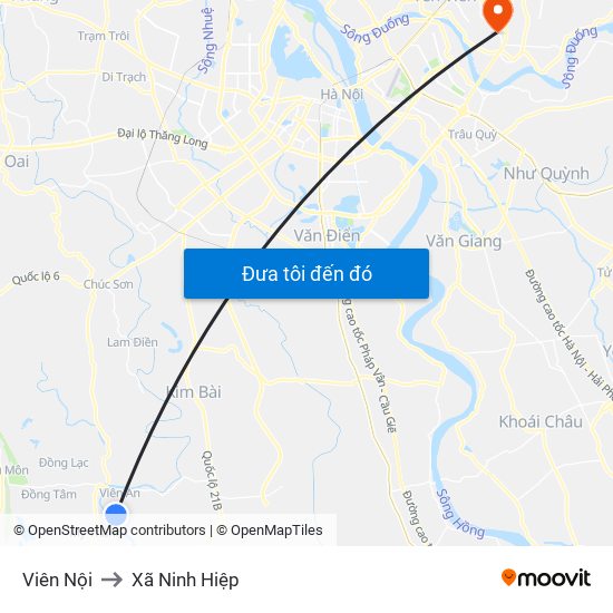 Viên Nội to Xã Ninh Hiệp map