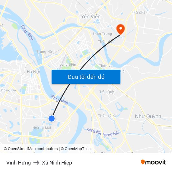 Vĩnh Hưng to Xã Ninh Hiệp map