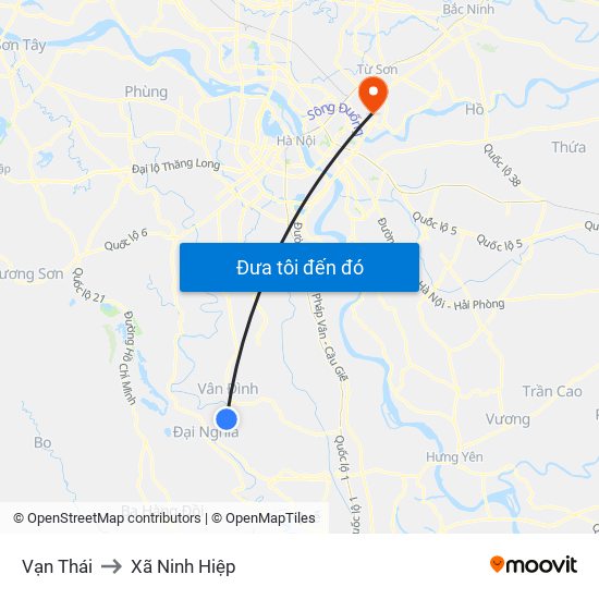 Vạn Thái to Xã Ninh Hiệp map