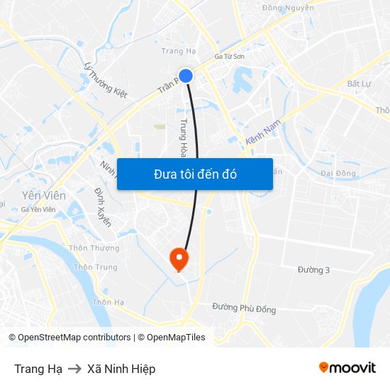 Trang Hạ to Xã Ninh Hiệp map