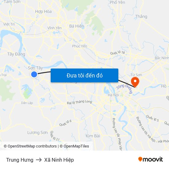 Trung Hưng to Xã Ninh Hiệp map