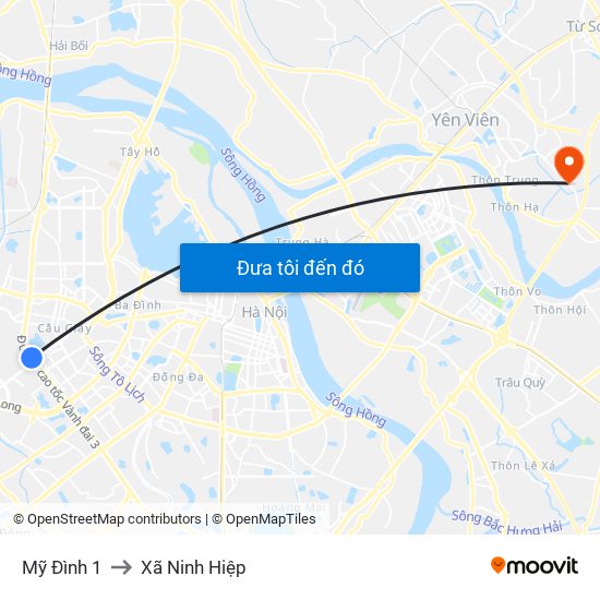 Mỹ Đình 1 to Xã Ninh Hiệp map