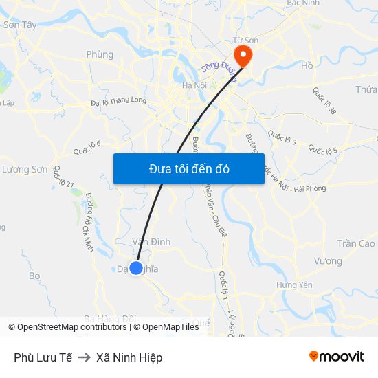 Phù Lưu Tế to Xã Ninh Hiệp map