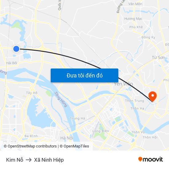 Kim Nỗ to Xã Ninh Hiệp map