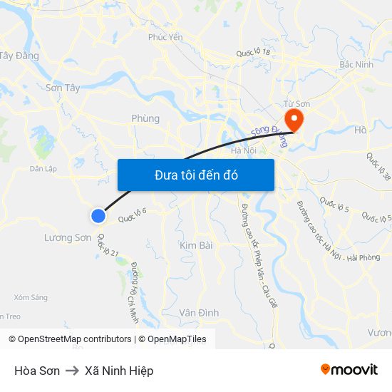 Hòa Sơn to Xã Ninh Hiệp map