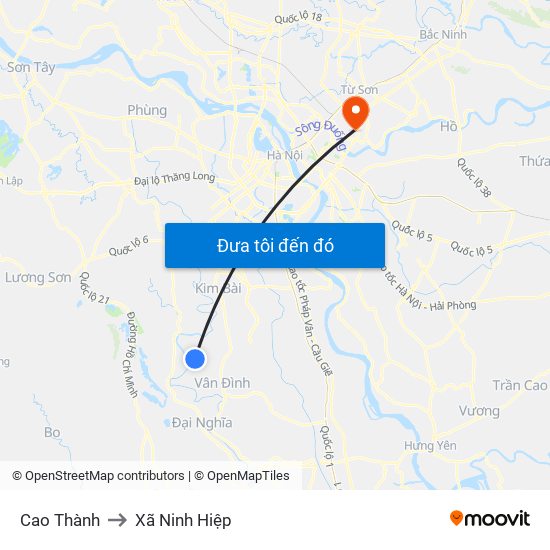 Cao Thành to Xã Ninh Hiệp map
