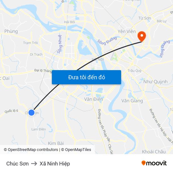 Chúc Sơn to Xã Ninh Hiệp map