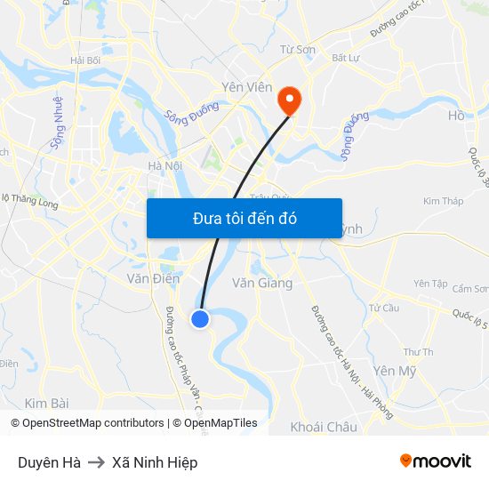 Duyên Hà to Xã Ninh Hiệp map