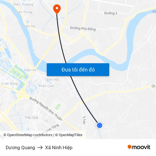 Dương Quang to Xã Ninh Hiệp map
