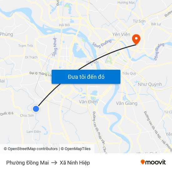 Phường Đồng Mai to Xã Ninh Hiệp map