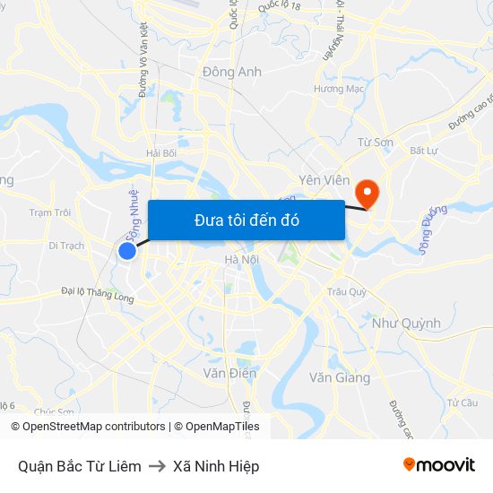 Quận Bắc Từ Liêm to Xã Ninh Hiệp map