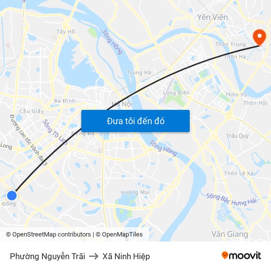 Phường Nguyễn Trãi to Xã Ninh Hiệp map