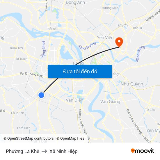 Phường La Khê to Xã Ninh Hiệp map