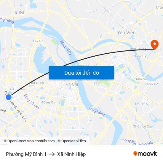 Phường Mỹ Đình 1 to Xã Ninh Hiệp map