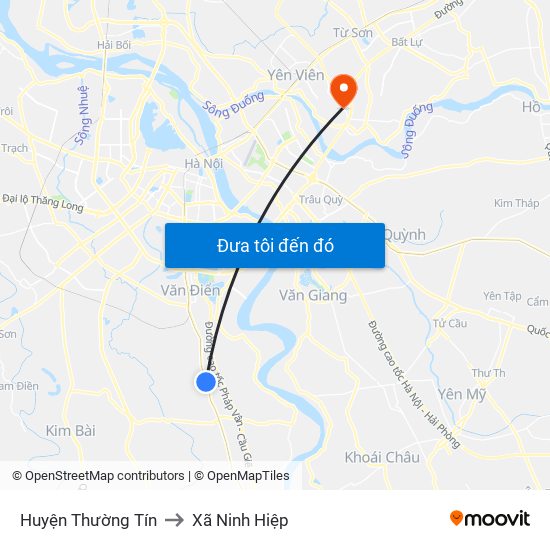 Huyện Thường Tín to Xã Ninh Hiệp map