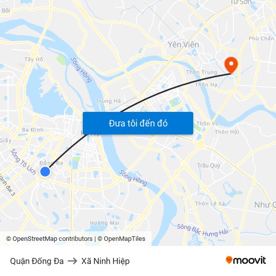 Quận Đống Đa to Xã Ninh Hiệp map