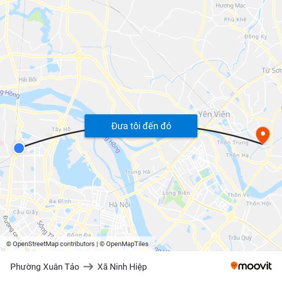 Phường Xuân Tảo to Xã Ninh Hiệp map