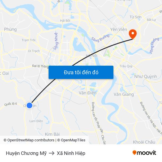 Huyện Chương Mỹ to Xã Ninh Hiệp map