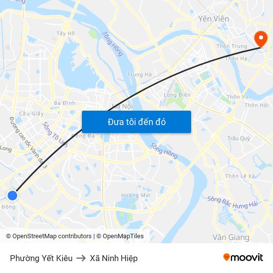 Phường Yết Kiêu to Xã Ninh Hiệp map
