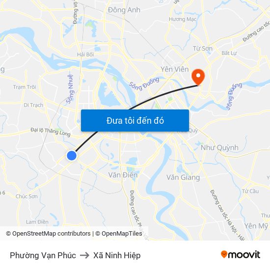 Phường Vạn Phúc to Xã Ninh Hiệp map