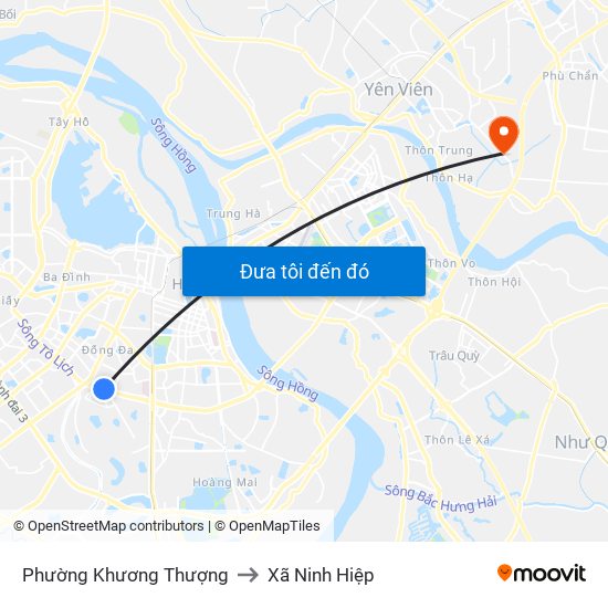 Phường Khương Thượng to Xã Ninh Hiệp map