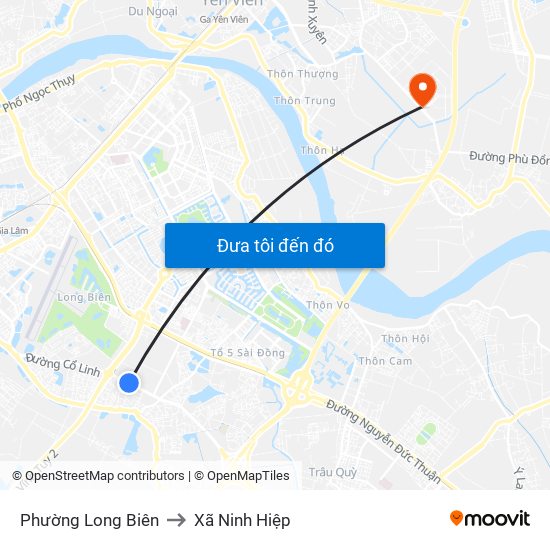Phường Long Biên to Xã Ninh Hiệp map