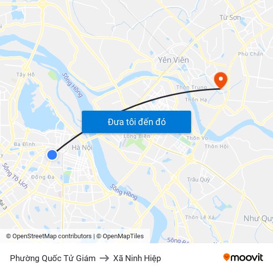 Phường Quốc Tử Giám to Xã Ninh Hiệp map