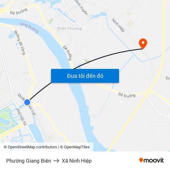 Phường Giang Biên to Xã Ninh Hiệp map
