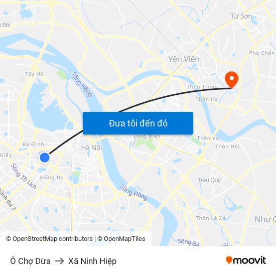 Ô Chợ Dừa to Xã Ninh Hiệp map