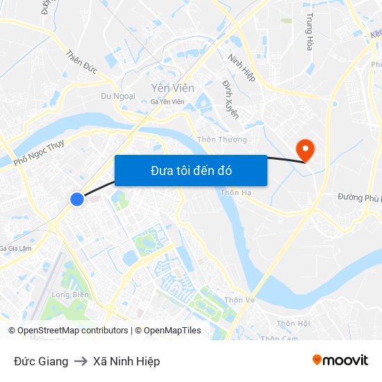 Đức Giang to Xã Ninh Hiệp map