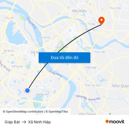 Giáp Bát to Xã Ninh Hiệp map