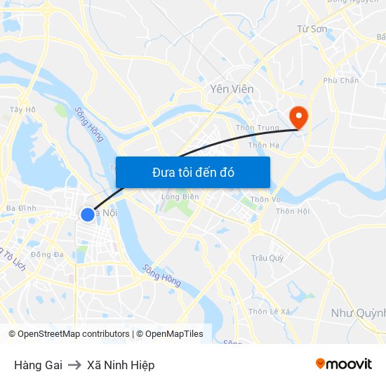 Hàng Gai to Xã Ninh Hiệp map