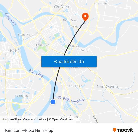 Kim Lan to Xã Ninh Hiệp map