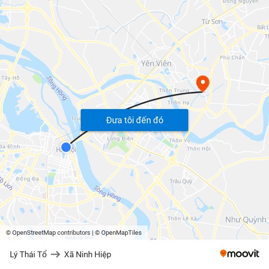 Lý Thái Tổ to Xã Ninh Hiệp map