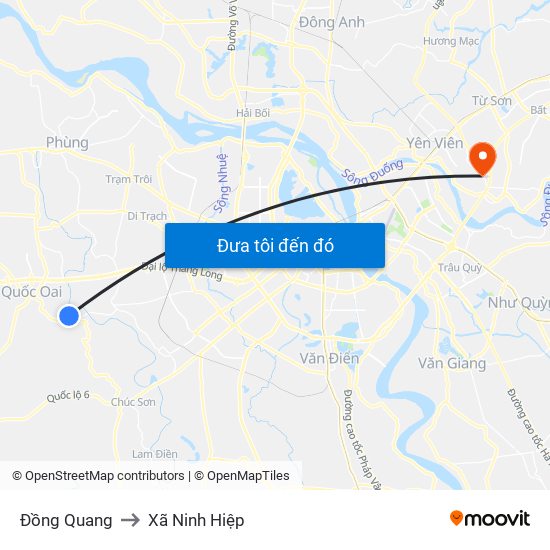 Đồng Quang to Xã Ninh Hiệp map