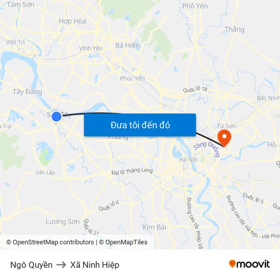 Ngô Quyền to Xã Ninh Hiệp map