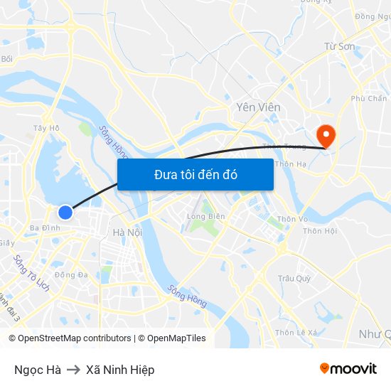 Ngọc Hà to Xã Ninh Hiệp map
