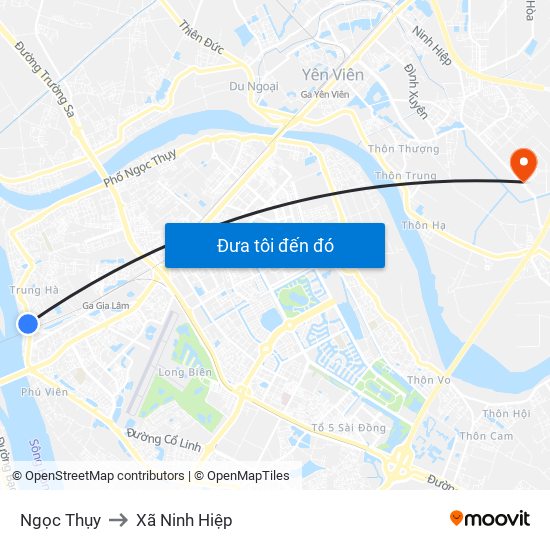 Ngọc Thụy to Xã Ninh Hiệp map