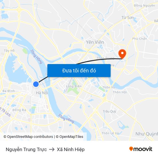 Nguyễn Trung Trực to Xã Ninh Hiệp map