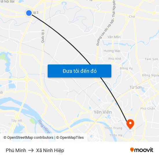 Phú Minh to Xã Ninh Hiệp map