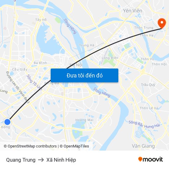 Quang Trung to Xã Ninh Hiệp map